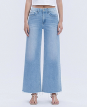 High Rise Seamless Raw Hem Wide Leg Crop Jeans