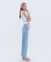 High Rise Seamless Raw Hem Wide Leg Crop Jeans