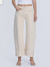 High Rise Side Panel Crop Cuffed Barrel Jeans