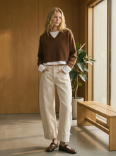 High Rise Side Panel Crop Cuffed Barrel Jeans