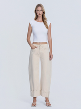 High Rise Side Panel Crop Cuffed Barrel Jeans