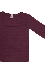 Lace Textured Square Long Sleeve Top