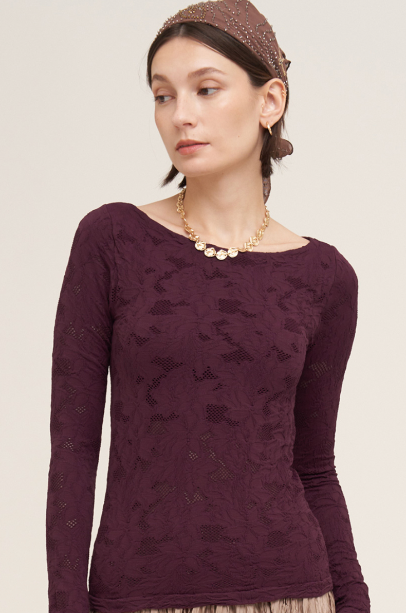 Floral Lace Boat Neck Top
