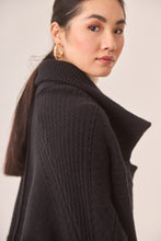 Oversized Cardigan with Turn-Down Collar and Kimono Sleeve