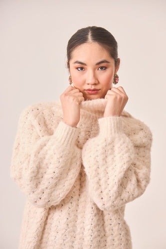 Openwork High Neck Sweater