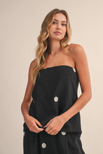POLKA DOT TUBE TOP WITH SPLIT BACK AND WIDE PANTS