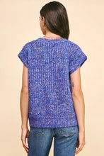 V-Neck Multi Color Yarn Sweater Vest in Blue