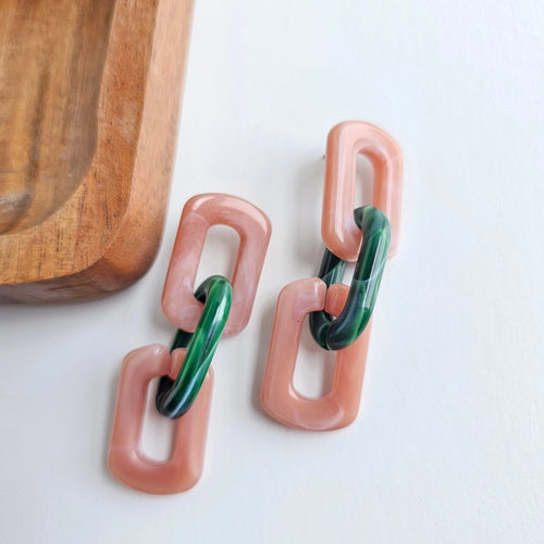 Tabitha Earring - Vintage Rose & Forest Green
