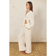 Textured Elasticized Pants in White