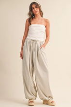 Striped Balloon Pants with Elastic Waistband