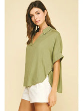 V-Neck Blouse Top in Olive