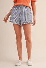 Striped Ruffle Hem Shorts