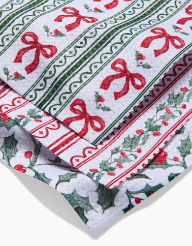 Christmas Ribbons Dishcloth Set