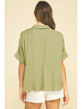 V-Neck Blouse Top in Olive
