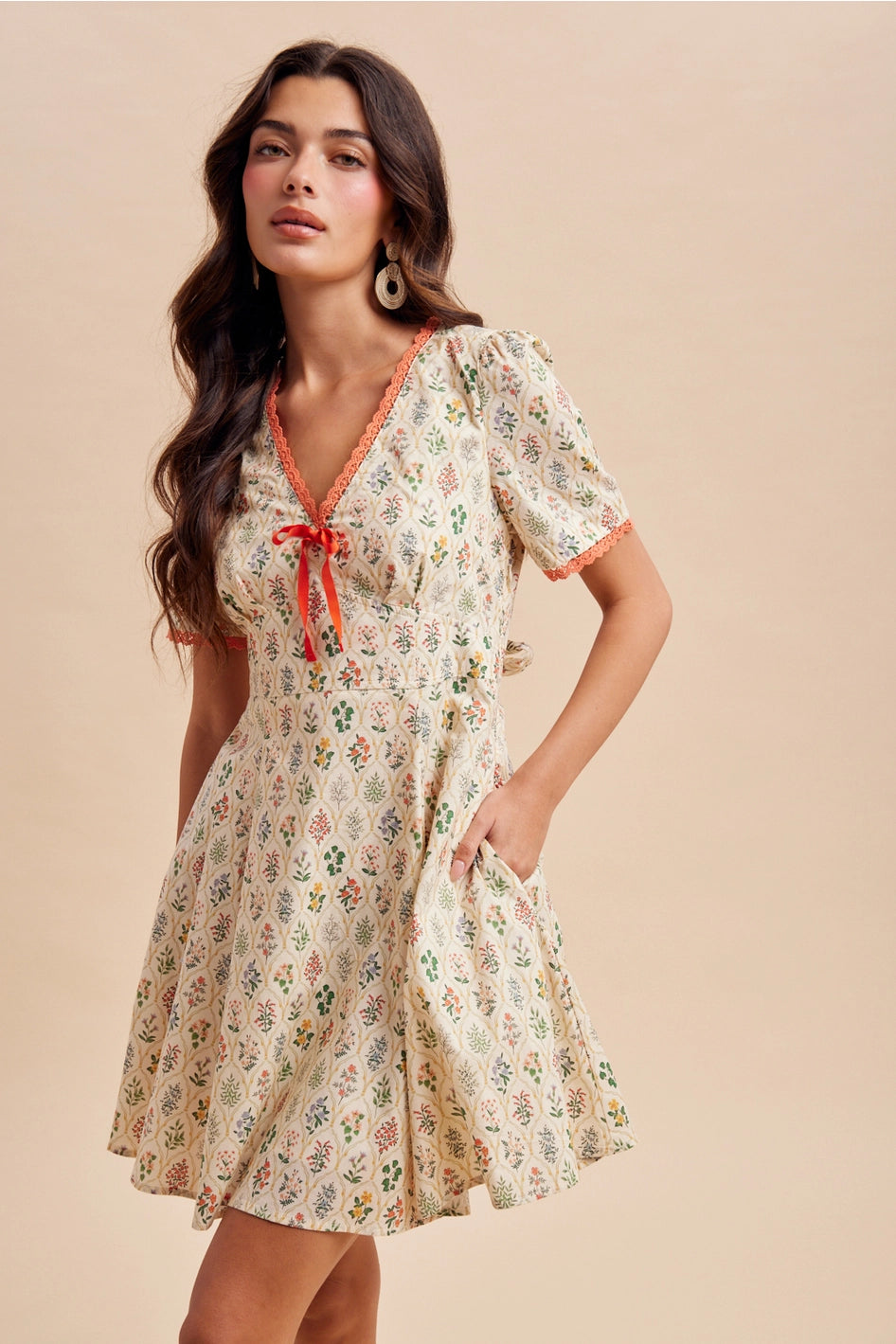 Floral Contrast Mini Dress