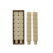 Unscented Stacked Blocks Shaped Taper Candles in Box, Cream