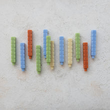 Unscented Stacked Blocks Shaped Taper Candles in Box, Cream