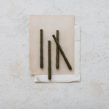 Unscented Bamboo Shaped Taper Candles in Box, Olive, Set of 2