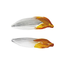 Hand-Painted Glass Corn Shaped Dish, Amber Color and Clear