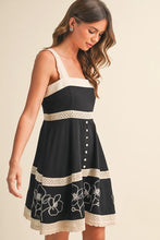 Contrast Lace Embroidery Border Babydoll Dress