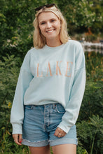 Sanded Fleece Boyfriend Crew Neck Sweatshirt in Surf