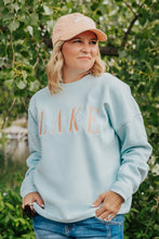 Sanded Fleece Boyfriend Crew Neck Sweatshirt in Surf
