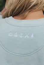 Sanded Fleece Boyfriend Crew Neck Sweatshirt in Surf