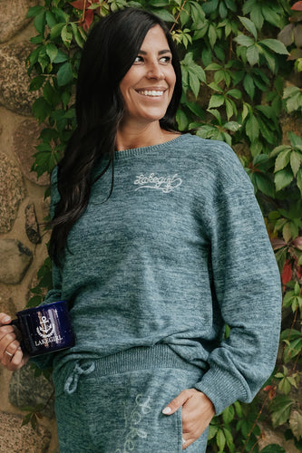 Lakegirl Hacci Long Sleeve Crew Neck in Dark Teal