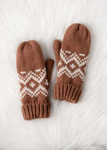 Brown and Cream Patterned Mittens
