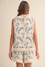 Embroidered Tank and Short Set with Tassel