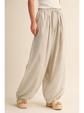Striped Balloon Pants with Elastic Waistband