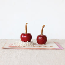 Stoneware Cherry Shaped Salt & Pepper Shakers