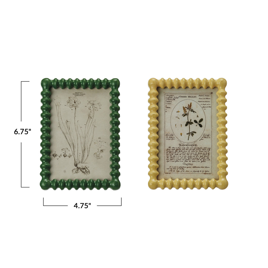 Wood Spindle Photo Frame with Vintage Reproduction Image