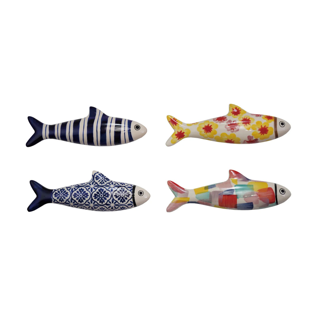 Hand-Painted Stoneware Fish Wall Decor
