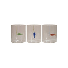 12oz Hand-Blown Drinking Glass with Fish On Hook