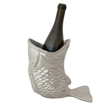 Cast Aluminum Fish Shaped Bottle Holder, Nickel Finish