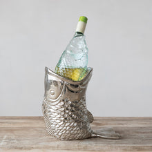 Cast Aluminum Fish Shaped Bottle Holder, Nickel Finish