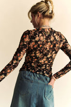 Floral Print Mesh Long Sleeve Layering Top