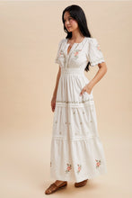 Swiss Dot Floral Embroidered Maxi Dress