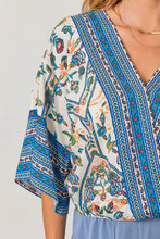Blue Printed Kimono Top