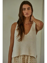 Knit Sweater Cotton V-Neck Sleeveless Tank Top With Side Slits