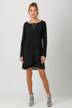 Black Pleated Diagonal Cut Sweater