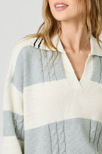 V-Neck Sweater in Ivory and Grey