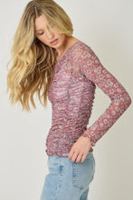 Lettuce Hem Mesh Print Top
