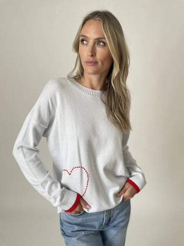 Pookie Graphic Heart Sweater in Light Blue