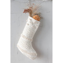 Woven Cotton Blend Stocking in Cream