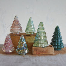 5-1/4" Round x 6-3/4"H Embossed Mercury Glass Tree, Iridescent Finish