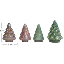 5-1/4" Round x 6-3/4"H Embossed Mercury Glass Tree, Iridescent Finish