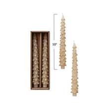 Unscented Tree Shaped Taper Candles in Box , Eggnog Color, Set of 2