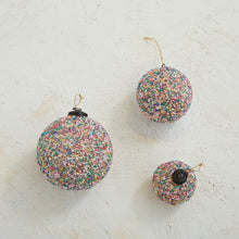 Recycled Glass Ball Ornament with Sequins, Multicolored